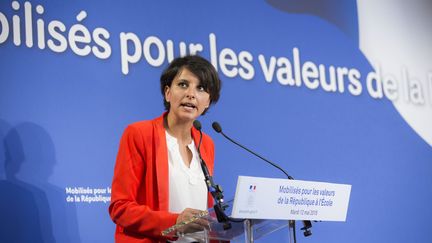 &nbsp; (Najat VALLAUD BELKACEM aux Assises de l' Ecole et ses partenaires pour les valeurs de la Republique à la Sorbonne, le 12 mai 2015 © Maxppp)