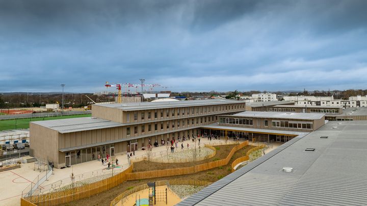 Perspective d'architecte de l'école du Bourget, qui fait partie du programme de la Solideo, dans le cadre de l'héritage des Jeux. (SOLIDEO)