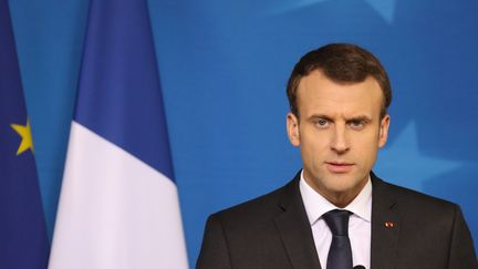 Emmanuel Macron à Bruxelles, le 23 mars 2018. (LUDOVIC MARIN / AFP)