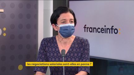 L’économiste&nbsp;Christine Erhel,&nbsp;professeure&nbsp;au Conservatoire national des Arts et métiers, invitée éco de franceinfo, vendredi 21 janvier 2022. (FRANCEINFO)