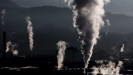 Des fumées s'échappent d'une zone industrielle à Chambéry (Savoie), en 2019. (VINCENT ISORE / MAXPPP)