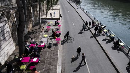 La piétonnisation des berges sur la rive droite au cœur de Paris, le 7 avril 2017. (MAXPPP)