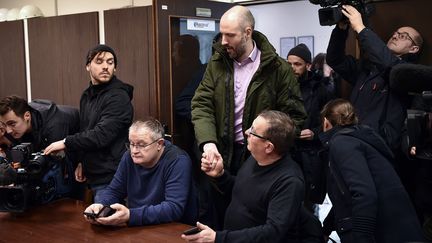 Le président d'Altifort, Bart Gruyaert, à son arrivée sur le site d'Altifort à Saint-Saulve pour annoncer la bonne nouvelle de la reprise confirmée par la justice, le 19 décembre 2018. (FRANCOIS LO PRESTI / AFP)