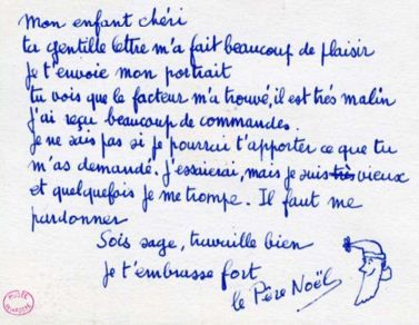 Cette r&eacute;ponse du p&egrave;re No&euml;l &agrave; une lettre d'enfant a &eacute;t&eacute; r&eacute;dig&eacute;e par Fran&ccedil;oise Dolto en 1962. (LA POSTE)