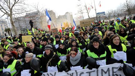 Quelque 1 800 "gilets jaunes" manifestent à Valence (Drôme), le 12 janvier 2019. (MAXPPP)