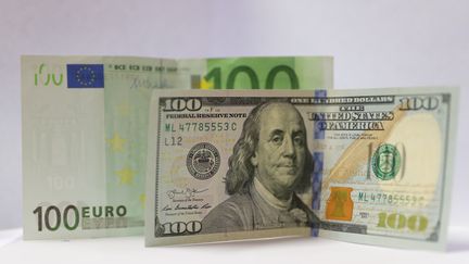 Un billet de 100€ et un billet de 100$. (ZHENG HUANSONG / XINHUA)