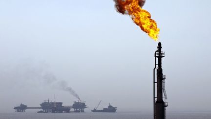 Une partie de l'installation&nbsp;Ku Maloob Zaap, du gorupe pétrolier mexicain Pemex, dans le Golfe du Mexique, en 2010. (ALFREDO ESTRELLA / AFP)