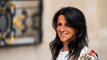 La secrétaire d'Etat Chrysoula Zacharopoulou arrive à l'Elysée&nbsp;pour un&nbsp;Conseil&nbsp;des ministres, le 23 mai 2022. (XOSE BOUZAS / HANS LUCAS / AFP)