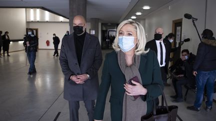 Marine Le Pen au tribunal de Nanterre lors de son procès en février 2021. (ALEXIS SCIARD / MAXPPP)