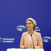 La présidente de la Commission européenne, Ursula von der Leyen, lors de la présentation de la nouvelle équipe de commissaires, le 17 septembre 2024 à Strasbourg. (FREDERICK FLORIN / AFP)