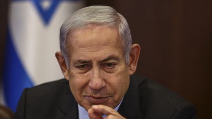 Israeli Prime Minister Benjamin Netanyahu attends a meeting in Jerusalem, Israel, July 2, 2023. (RONEN ZVULUN / AFP)