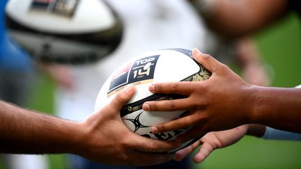 Echauffement avant la finale du championnat de France entre Castres et Montpellier au Stade de France à Saint-Denis, le 24 juin 2022.&nbsp; (FRANCK FIFE / AFP)