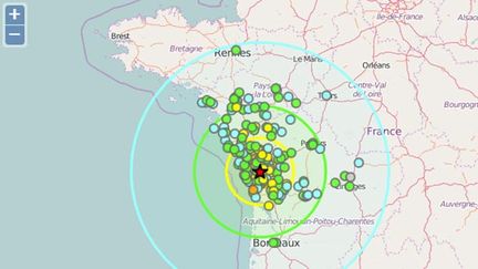 &nbsp; (La carte des intensités macrosismiques © Bureau Central Sismologique Français)