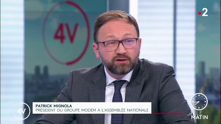 Patrick&nbsp;Mignola, président du groupe MoDem à l'Assemblée nationale, était l’invité des “4 Vérités” de France 2, vendredi 12 février. (France 2)