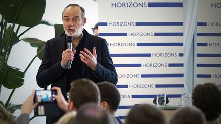 Edouard Philippe, maire du Havre et ancien Premier ministre, lors du lancement de son parti politique Horizons, le 15 janvier 2022. (GUILLAUME SOUVANT / AFP)