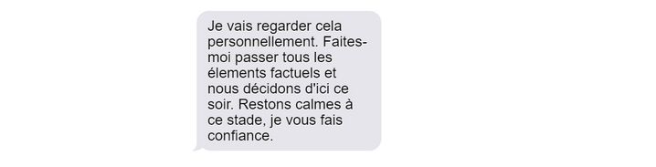 Reconstitution d’un SMS envoyé par&nbsp;Emmanuel Macron&nbsp;à Mark MacGann, daté du 21 octobre 2015. (UBER FILES / CELLULE INVESTIGATION DE RADIO FRANCE)