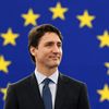 Le Premier ministre canadien, Justin Trudeau, au Parlement européen à Strasbourg (Bas-Rhin), le 16 février 2017.&nbsp; (FREDERICK FLORIN / AFP)