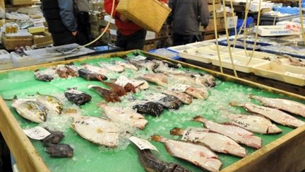 Des poissons frais japonais sur un étal à Tokyo, le 28 mars 2011. (AFP PHOTO / Yoshikazu TSUNO)