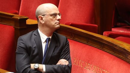 Le ministre de l'Education nationale, Jean-Michel Blanquer, le 19 mars 2020 à Paris. (LUDOVIC MARIN / AFP)