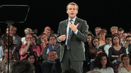 Emmanuel Macron en meeting à Strasbourg (Bas-Rhin), le 4 octobre 2016.&nbsp; (MAXPPP)