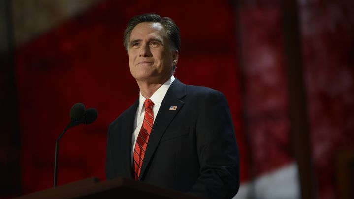 Mitt Romney, candidat r&eacute;publicain &agrave; la pr&eacute;sidentielle am&eacute;ricaine, &agrave; Tampa (Floride, Etats-Unis), le 29 ao&ucirc;t 2012. (BRENDAN SMIALOWSKI / AFP)