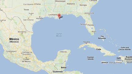 Capture d'&eacute;cran Google Maps montrant la ville de Grand Isle, en Louisiane (Etats-Unis), au large de laquelle une plateforme p&eacute;troli&egrave;re a pris feu vendredi 16 novembre 2012. (FRANCETV INFO)