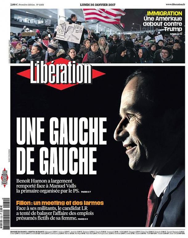 La une de "Libération", le 30&nbsp;janvier 2017. (LIBERATION)