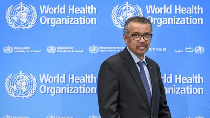 Le directeur général de l'OMS,&nbsp;Tedros Adhanom Ghebreyesus, lors d'une conférence de presse au siège de l'Organisation, lundi 24 février 2020 à Genève (Suisse). (FABRICE COFFRINI / AFP)