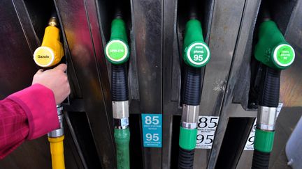 Un client fait le plein de diesel, le 25 janvier 2012, &agrave; Pont-L'Abb&eacute; (Finist&egrave;re). La Cour des comptes d&eacute;nonce l'&eacute;cart de taxation entre l'essence et le gazole. (FRED TANNEAU / AFP)