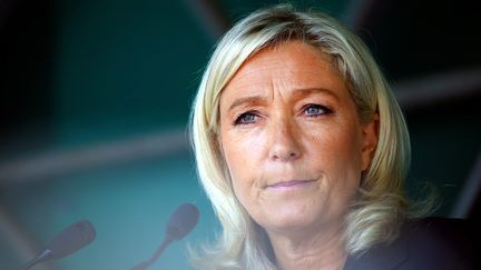 La pr&eacute;sidente du Front national, Marine Le Pen, lors d'un meeting &agrave; Brachay (Haute-Marne), le 30 ao&ucirc;t 2014. (MAXPPP)