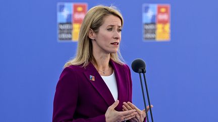 Kaja Kallas, la Première ministre estonienne à Madrid (Espagne), le 29 juin 2022. (JAVIER SORIANO / AFP)