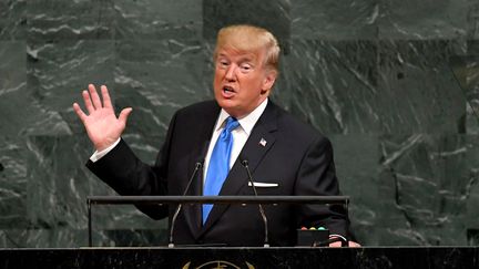 Le président des Etats-Unis, Donald Trump, au siège de&nbsp;l'ONU, à New York, mardi 19 septembre 2017. (TIMOTHY A. CLARY / AFP)