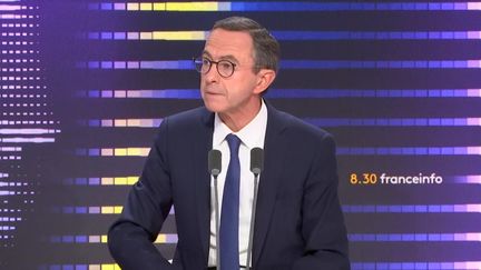 Le président du groupe Les Républicains (LR) au Sénat, Bruno Retailleau, invité franceinfo le 5 octobre 2023. (franceinfo)