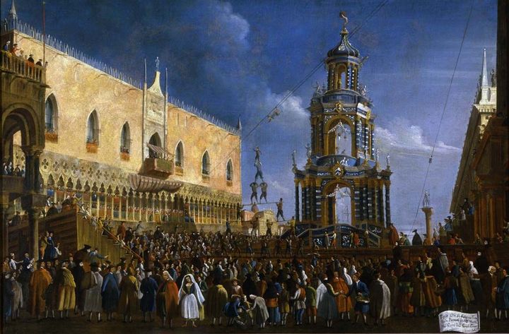 Gabriel Bella, La Festa del Giovedi Grasso in Piazzetta Huile sur toile
 (© Venezia, Fondazione Querini Stampalia)