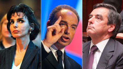 Rachida Dati, la maire du 7e arrondissement de Paris,&nbsp;Fran&ccedil;ois Fillon, le premier ministre, et Jean-Fran&ccedil;ois Cop&eacute;, le secr&eacute;taire g&eacute;n&eacute;ral de l'UMP. (SIPA / AFP / SIPA)