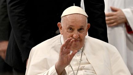 Le Pape François lors de la messe de célébration de la Journé mondiale des grands-parents dans la basilique Saint-Pierre, au Vatican, le 23 juillet 2023. (TIZIANA FABI / AFP)