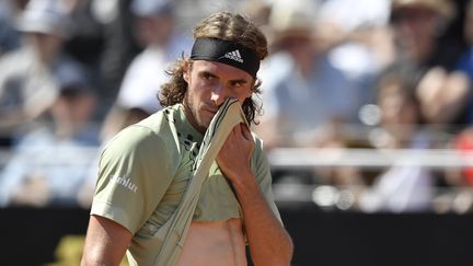 Le Grec Stefanos Tsitsipas&nbsp;lors de son match face au Bulgare Grigor Dimitrov, lors du Masters 1000 de Rome, le 11 mai 2022. (INSIDEFOTO/SIPA USA/SIPA)