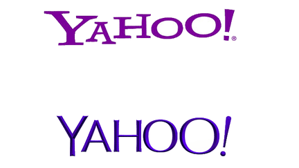 L'ancien (en haut) et le nouveau logo de Yahoo!. (YAHOO! / FTVI)