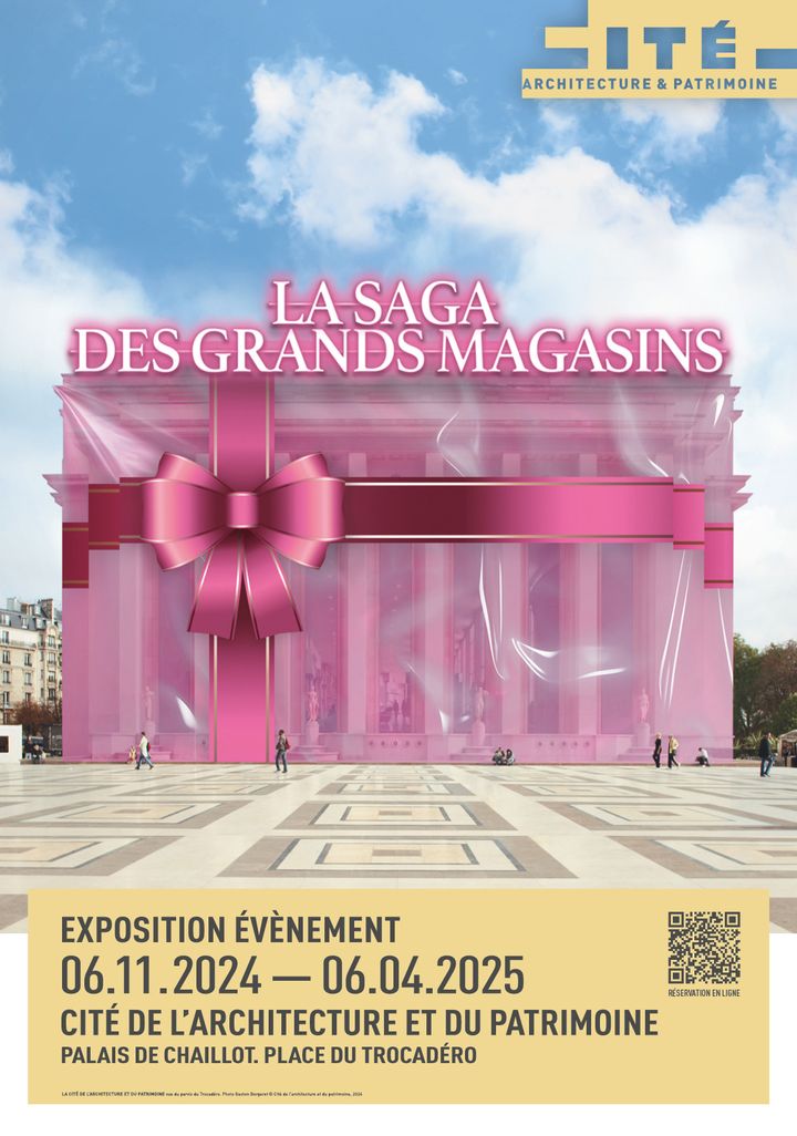 Affiche de l'exposition "La Saga des grands magasins. De 1850 à nos jours" à la Cité de l'architecture et du patrimoine, à Paris. (DR)