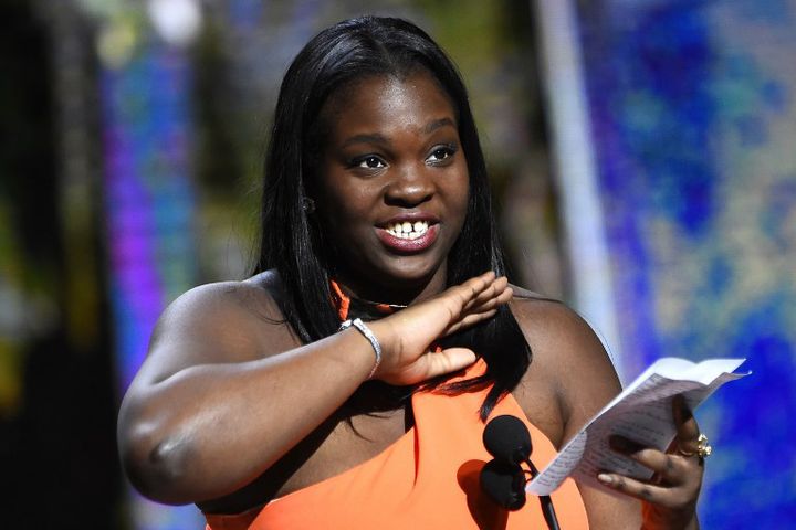 Déborah Lukumuena aux César 2017, meilleure actrice dans un second rôle féminin dans "Divines"
 (bertrand GUAY / AFP)