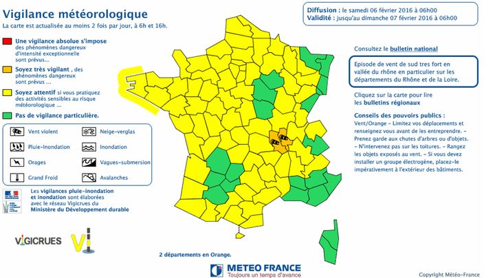 &nbsp; (Les départements limitrophes sont également partiellement concernés © Météo France)