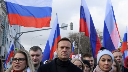 L'opposant russe Alexeï Navalny lors d'une manifestation en mémoire de Boris Nemtsov, le 29 février 2020 à Moscou. (KIRILL KUDRYAVTSEV / AFP)