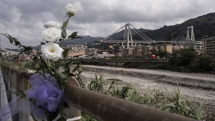 Le pont Morandi accidenté à Gênes, le 14 septembre 2018. (MARCO BERTORELLO / AFP)