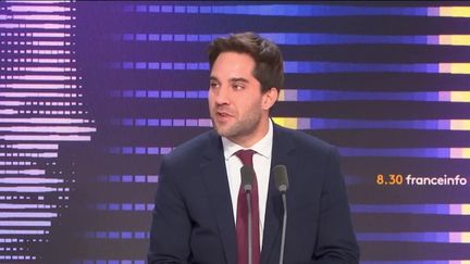 Thomas Ménagé, député Rassemblement national du Loiret, porte-parole du groupe à l’Assemblée, était l'invité du "8h30 franceinfo", samedi 12 octobre 2024. (FRANCE INFO / RADIO FRANCE)