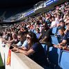 Les supporters respectent la distanciation sociale lors d'un match amical Le Havre-PSG, le 12 juillet 2020 au Stade Océane du Havre (Seine-Maritime). (ANNE-CHRISTINE POUJOULAT / AFP)