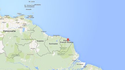 La Guyane, sur le continent latino-am&eacute;ricain. ( GOOGLE MAPS)