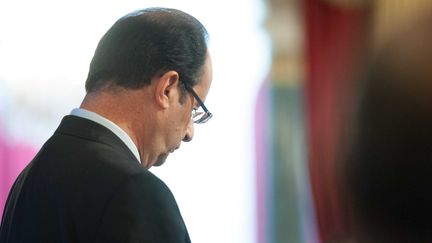 Fran&ccedil;ois Hollande s'appr&ecirc;te &agrave; faire ses v&oelig;ux au corps diplomatique, le 11 janvier 2013 &agrave; l'Elys&eacute;e.&nbsp; (CHRISTOPHE GUIBBAUD / SIPA)