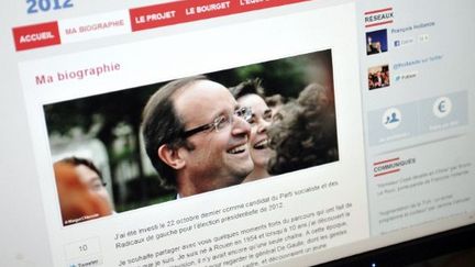 Vue du site Internet du candidat socialiste, François Hollande. (AFP - Bertrand Langlois)