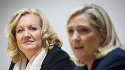 Sophie Montel, la candidate du FN en Bourgogne-Franche-Comté, lors d'une conférence de presse le 28 octobre 2015 à Besançon (Doubs). (SEBASTIEN BOZON / AFP)