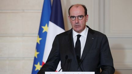 Le Premier ministre, Jean Castex, le 29 janvier 2021 à l'Elysée. (BENOIT TESSIER / AFP)